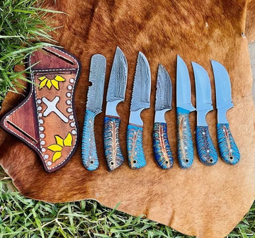 Damascus cowboy knives
