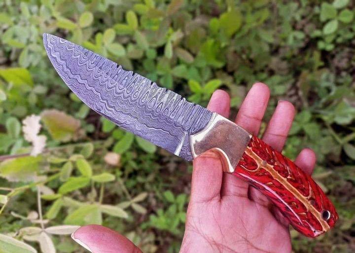 Custom made Damascus steel cowboy knife - Maverick image 0