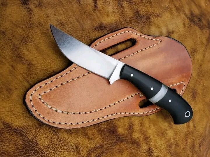 Custom handmade D2 Cowboy knife with cross draw leather sheath image 0