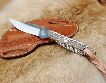 Farrier rasp Western Cowboy Knife With Pancake Sheath & Pine Cone Handle image 0