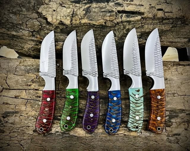 Rasp Steel Cowboy knives for sale colorful pinecone handles with western sheath 75% big sale offer image 0