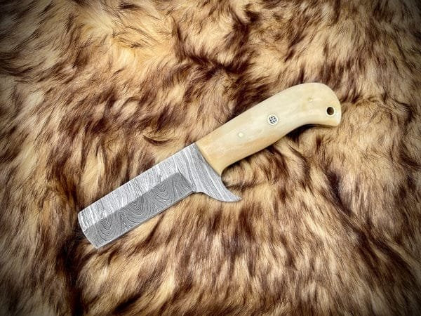 8 inch bull cutter knife with bone handle Damascus steel blade image 0