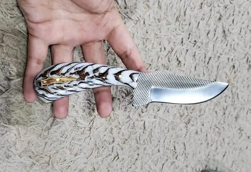 Fixed blade cowboy knife with pancake sheath image 0