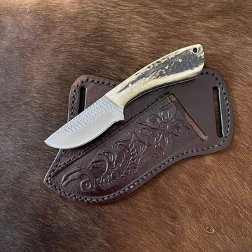 Hand Forged Western Knife – Rasp Steel Cowboy Knife with Leather Sheath