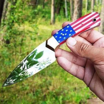 Fixed Blade Texas Cowboy Knife With Sheath & USA Flag Handle image 0