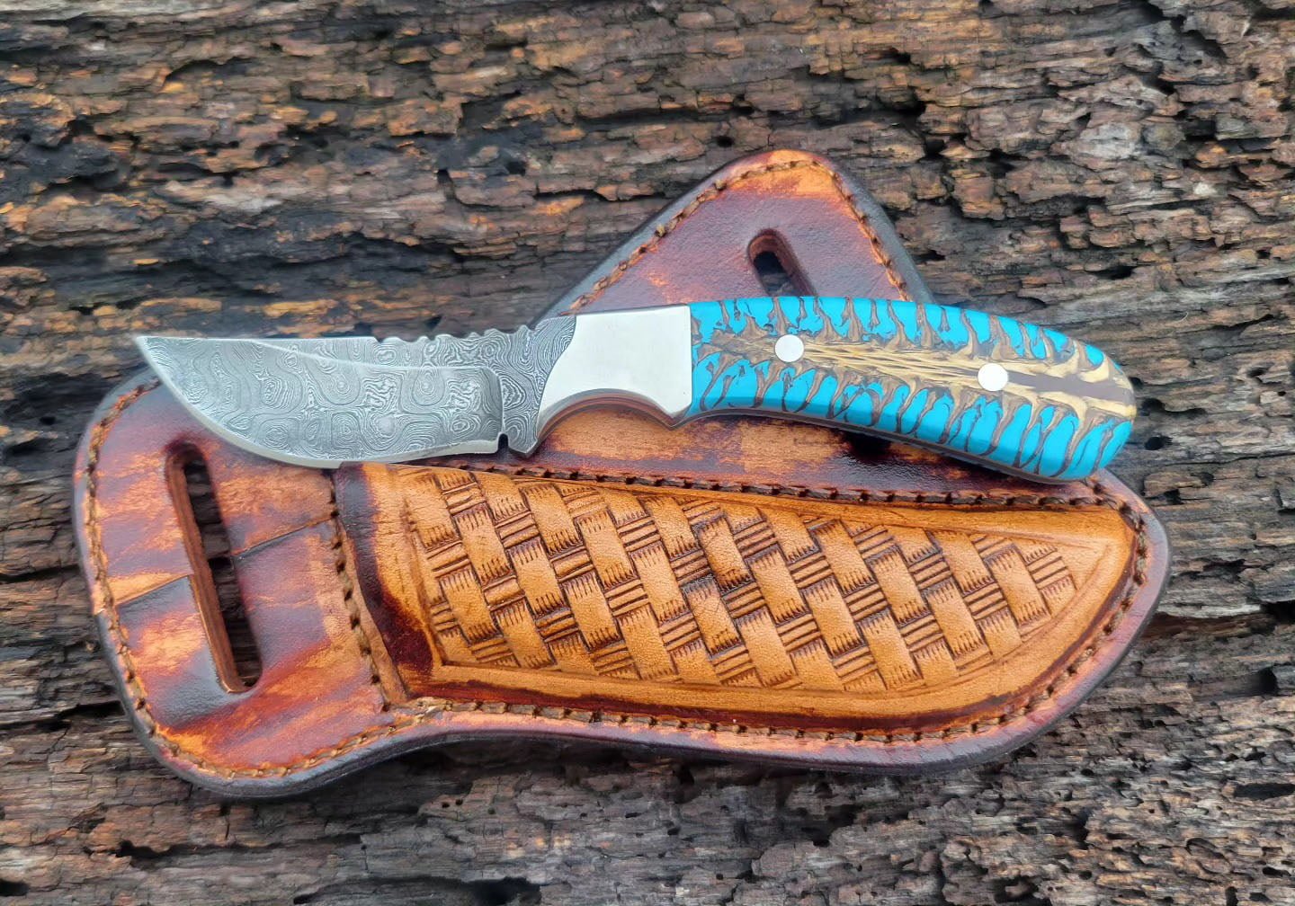 Damascus Steel Cowboy Knife image 0
