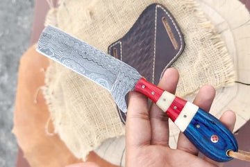 Damascus steel custom bull cutter USA flag handle image 0