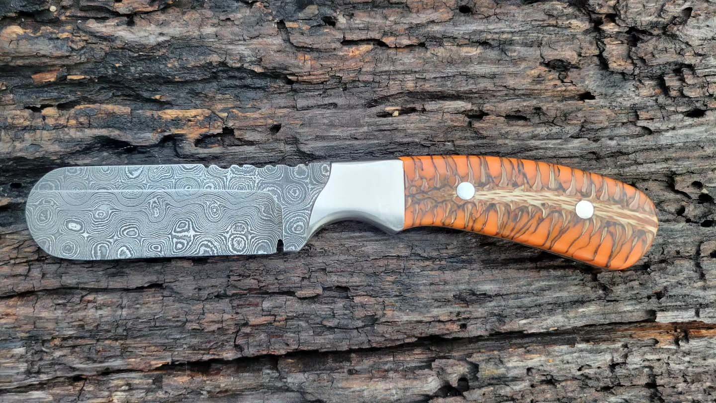 Handmade Damascus Cowboy Bull Cutter Knife With Sheath image 0