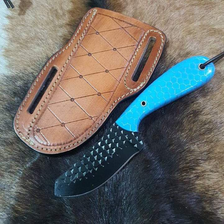 Farrier Rasp Cowboy Belt knife with Leather Sheath image 0