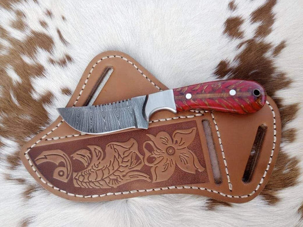 Western Cowboy knife and sheath - red pinecone handle image 0