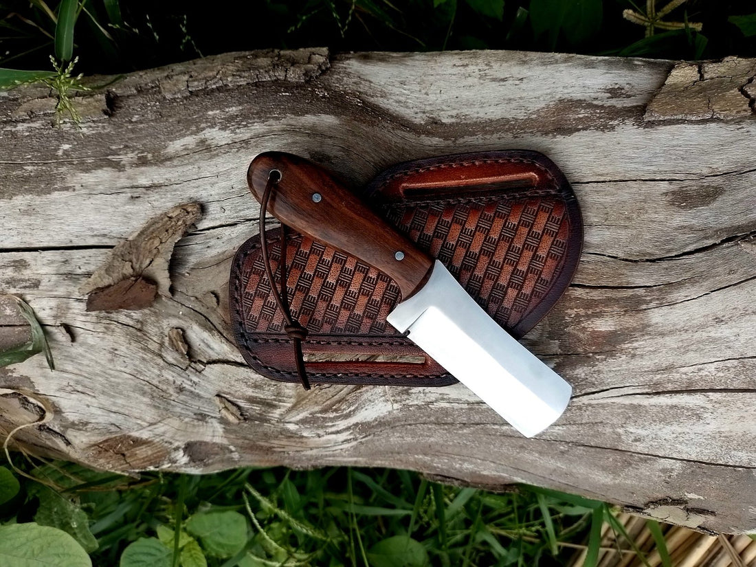 440c handmade cowboy bull cutter knife with cross draw sheath image 0