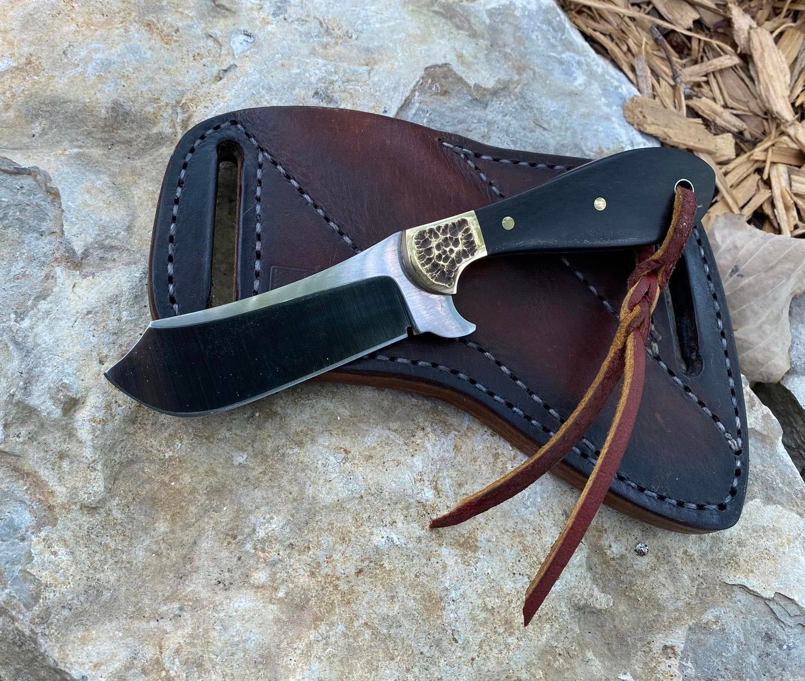 8" carbon steel Cowboy knife with leather sheath image 0