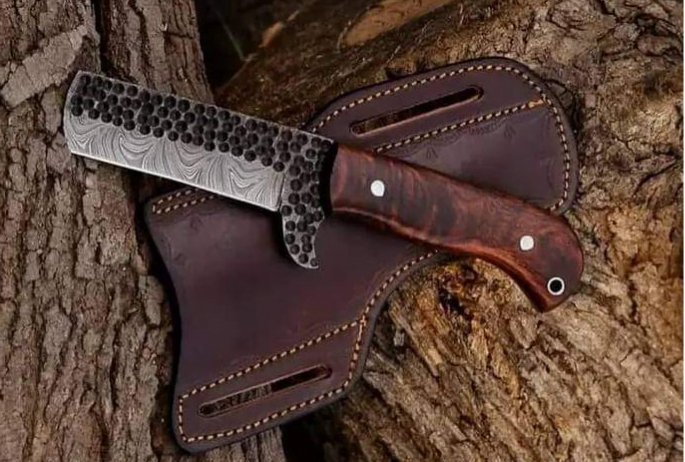 Damascus Cowboy Bull Cutter Knife With Sheath image 0