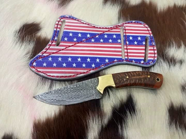 Buckaroos Western Hunting knife with pinecone handle and leather sheath image 0