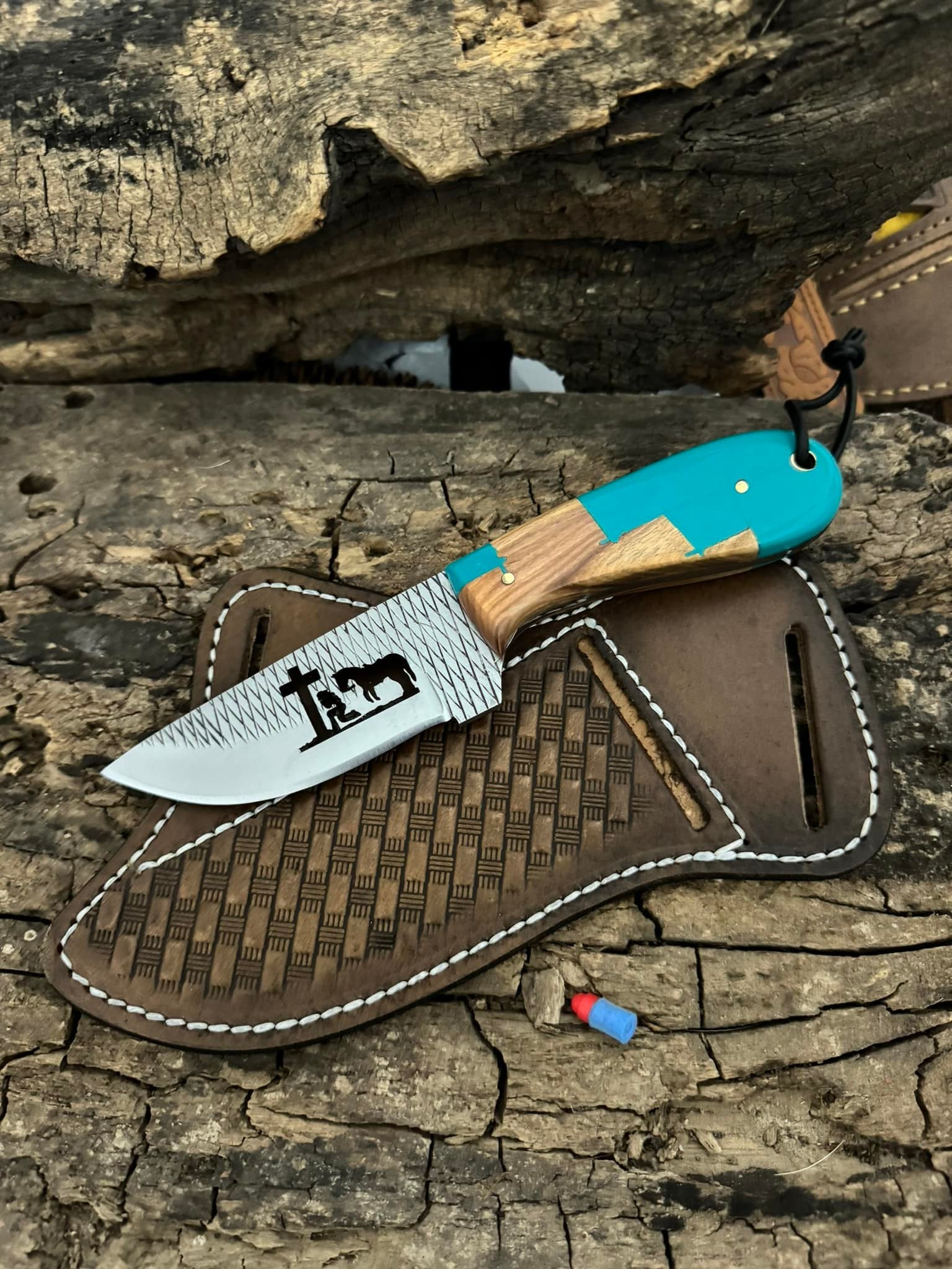 Rasp steel Ranch cowboy knife - hand crafted pancake sheath image 0