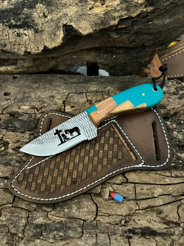 Rasp steel Ranch cowboy knife - hand crafted pancake sheath image 0