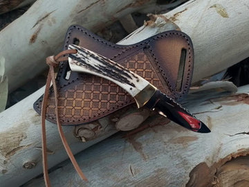 D2 steel handmade Cowboy knife with pancake style western leather sheath