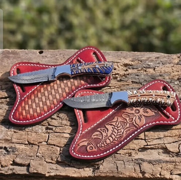 Damascus steel western cowboy knife buy 1 get 1 free offer