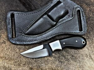 6inch D2 Steel Custom Cowboy Belt Knife With Bull Horn Handle & Leather Sheath