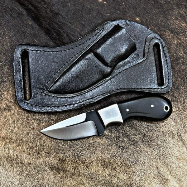 6inch D2 Steel Custom Cowboy Belt Knife With Bull Horn Handle & Leather Sheath