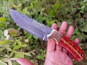 Custom made Damascus steel cowboy knife - Maverick