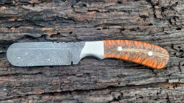 Handmade Damascus Cowboy Bull Cutter Knife With Sheath