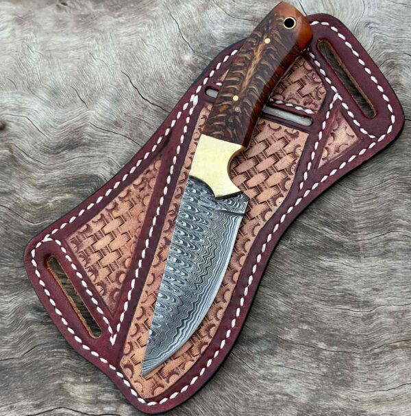 Real Damascus steel cowboy knife for ranchers.