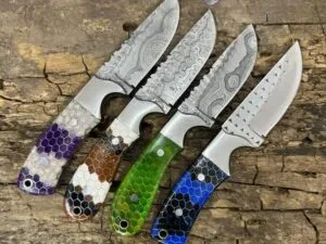 Christmas offer 4 pcs Cowboy knives gifts bundle with honey coomb handles