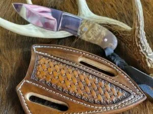 6" Ranch cowboy knife with cross draw leather sheath